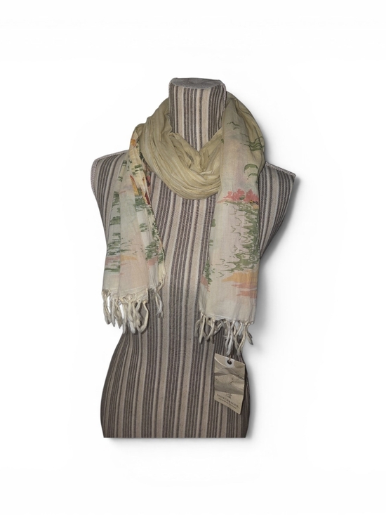Scotch & Soda Accessories - Scotch & Soda Pastel Floral Fringe Scarf in Cream and Light Green